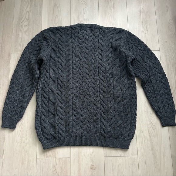 NWT Aran Sweater Market Men's Cable Knit Crew Neck Aran Wool Sweater - Picture 9 of 9
